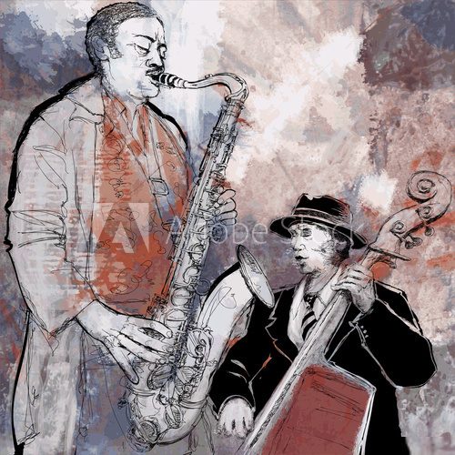 Jazz band on a colorful background  Muzyka Obraz