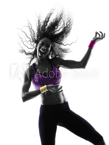 woman zumba dancer dancing exercises silhouette  Fototapety do Klubu Fitness Fototapeta