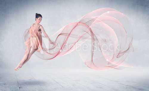 Dancing ballet performance artist with abstract swirl Fototapety do Szkoły Tańca Fototapeta