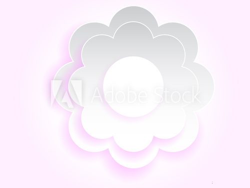 Hand Cut Paper Art is white flower on soft pink background  Fototapety Pastele Fototapeta