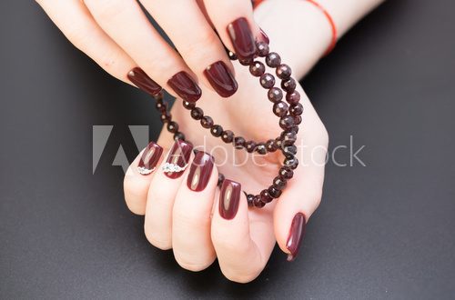 Natural nails, gel polish. Perfect clean manicure with zero cuticle. Nail art design for the fashion style. Obrazy do Salonu Kosmetycznego Obraz