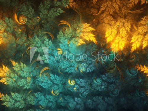 Abstract fractal tree branches with swirls, digital artwork for creative graphic design Abstrakcja Obraz