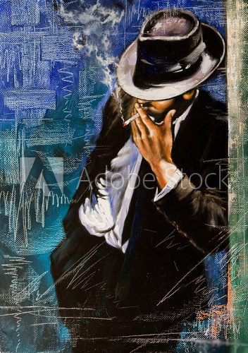 Portrait of the man with a cigarette  Ludzie Plakat