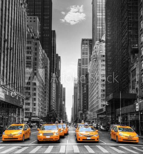 Avenue avec des taxis Ã  New York.  Architektura Plakat