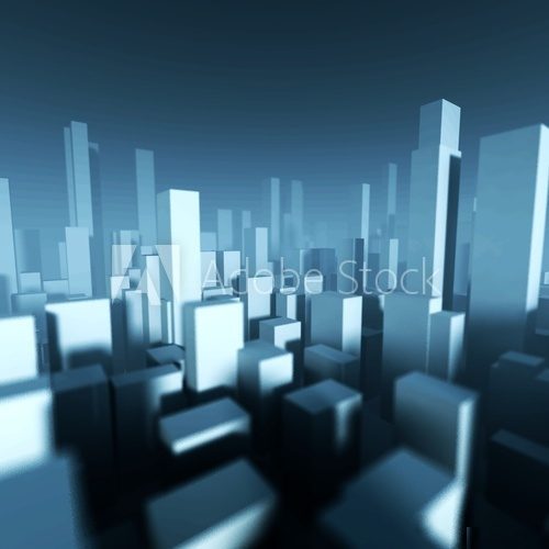 3d model of city downtown, Architectural concept  Fototapety 3D Fototapeta