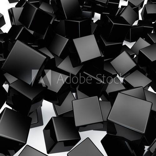 Falling 3D black rounded cubes background.  Fototapety 3D Fototapeta