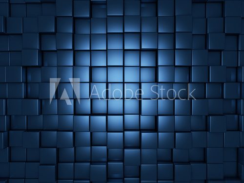 Blue cubes background  Fototapety 3D Fototapeta