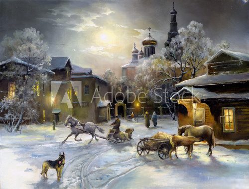 Rural landscape, oil on a canvas  Olejne Obraz
