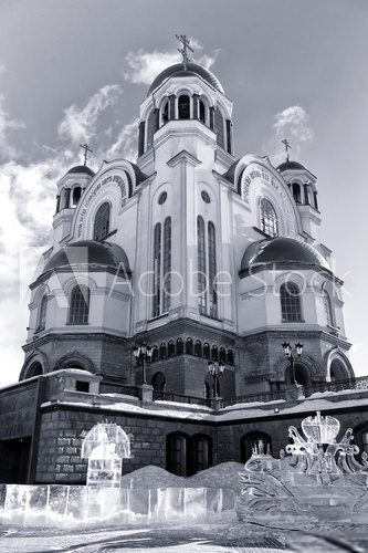Church on Blood in Honor of All Saints Resplendent in the Russia  Fototapety Czarno-Białe Fototapeta