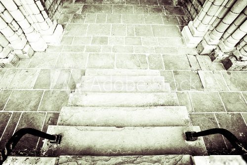 Medieval staircase  Fototapety Czarno-Białe Fototapeta