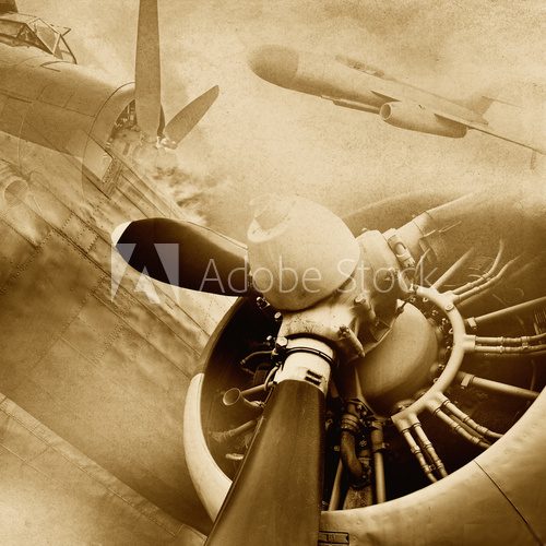 Retro aviation, vintage background  Fototapety Sepia Fototapeta