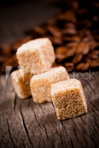 Słodkie ujęcie makro - cukier w kostkach Kawa Fototapeta