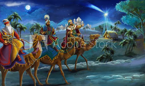 Illustration of the holy family and three kings  Fototapety do Pokoju Dziewczynki Fototapeta