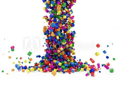 Abstract Illustration of Colorful Cubes Falling  Fototapety 3D Fototapeta