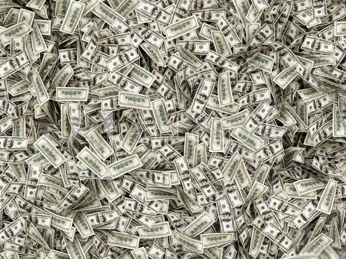 Heap of Dollar Bills. Abstract Money Background.  Fototapety 3D Fototapeta