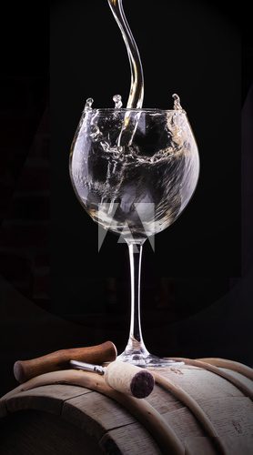Splash white wine against a black background  Obrazy do Kuchni  Obraz