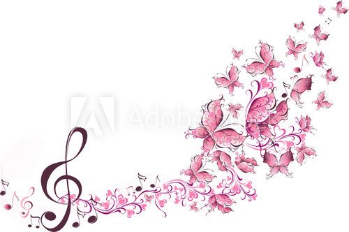 Musical notes with butterflies  Muzyka Obraz