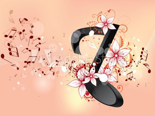 Abstract design background with colourful music notes  Muzyka Obraz