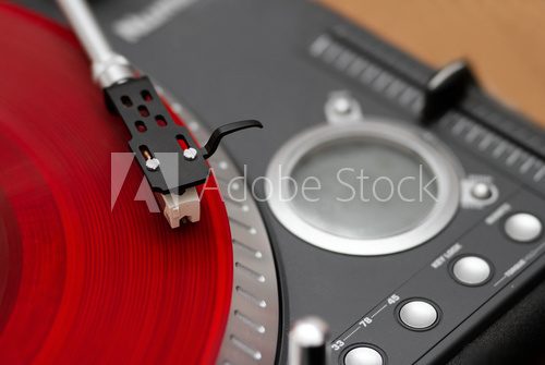 Closeup of turntable needle on record  Muzyka Obraz
