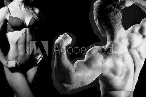 man and a woman in the gym  Fototapety do Siłowni Fototapeta