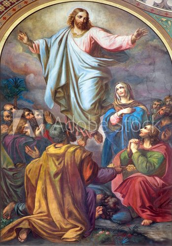 Vienna -  Fresco of Ascension of the Lord  Religijne Obraz