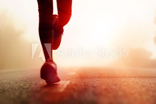 Athlete running road silhouette  Fototapety do Klubu Fitness Fototapeta