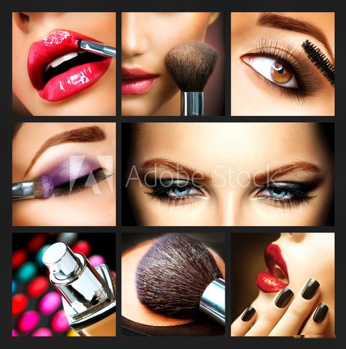 Makeup Collage. Professional Make-up Details. Makeover  Obrazy do Salonu Kosmetycznego Obraz