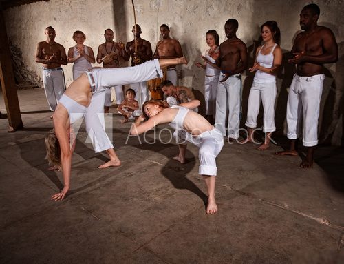 Capoeria Fighters Kicking and Dodging  Fototapety do Szkoły Tańca Fototapeta