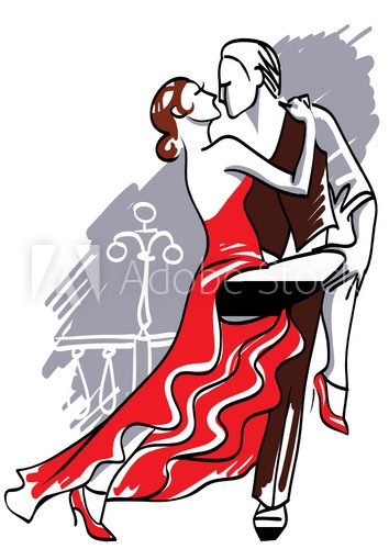 Couple dancing Argentine tango  Fototapety do Szkoły Tańca Fototapeta