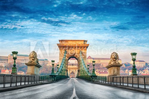 Chain bridge Budapest Hungary Mosty Obraz