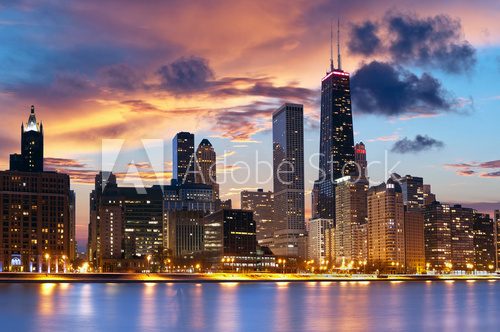 Nocny widok na Chicago
 Fototapety Miasta Fototapeta