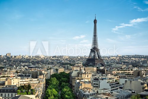 Panorama Paryża z wieżą Eiffla Fototapety Wieża Eiffla Fototapeta