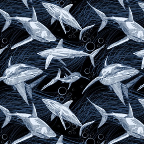 Rekin z ręcznie rysowaną podwodną rybą morską, Tapety Zwierzęta Tapeta
