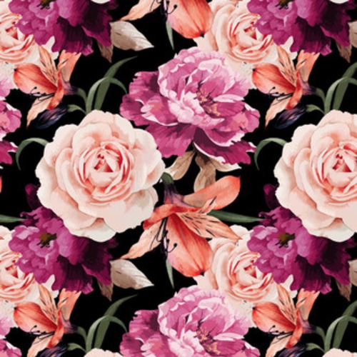 Seamless floral pattern with roses, watercolor. Vector illustrat Tapety Kwiaty Tapeta