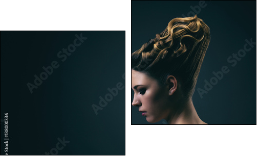 Portrait d'une jeune femme portant un chignon, de profil - Obraz dwuczęściowy, Dyptyk