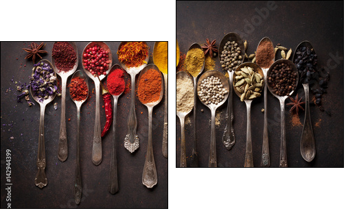 Various spices spoons - Obraz dwuczęściowy, Dyptyk