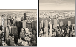 Manhattan z lotu ptaka – panorama w stylu vintage
 - Obraz dwuczęściowy, Dyptyk