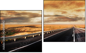panorama drogi w zachmurzony dzień
 - Obraz dwuczęściowy, Dyptyk