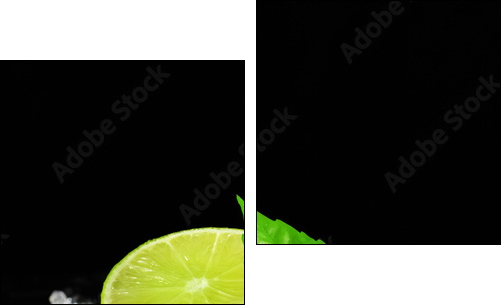 Lime on a black background  - Obraz dwuczęściowy, Dyptyk