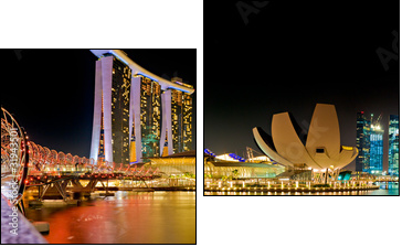 Marina Bay w Singapurze nocą
 - Obraz dwuczęściowy, Dyptyk