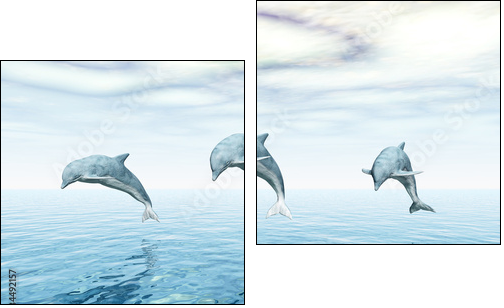 Jumping Dolphins - Springende Delfine  - Obraz dwuczęściowy, Dyptyk