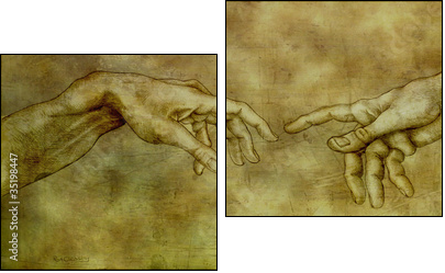 After Michelangelo - Adam and God  - Obraz dwuczęściowy, Dyptyk