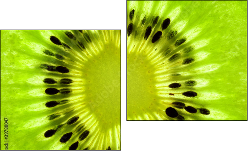 Pastelowe serce owocu kiwi - Obraz dwuczęściowy, Dyptyk