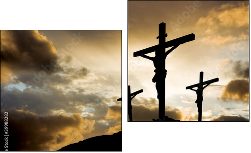 three crosses at sunset  - Obraz dwuczęściowy, Dyptyk