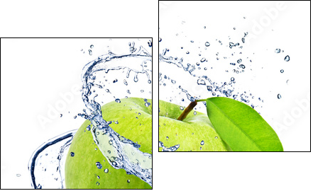 Zielone jabłko w krystalicznej wodzie - Obraz dwuczęściowy, Dyptyk