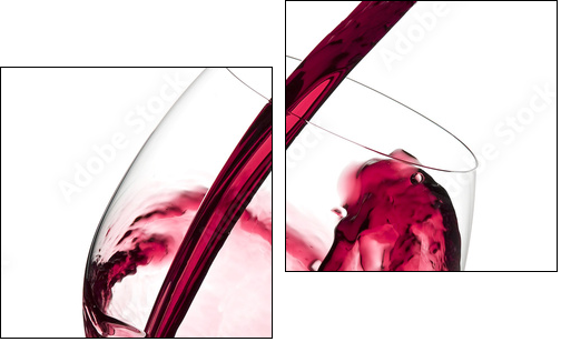 Czerwone wino wlewane do kieliszka - Obraz dwuczęściowy, Dyptyk