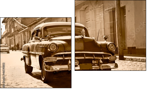 Classic Chevrolet  in Trinidad, Cuba  - Obraz dwuczęściowy, Dyptyk