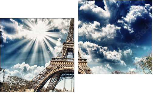 Wonderful view of Eiffel Tower in all its magnificence - Paris  - Obraz dwuczęściowy, Dyptyk