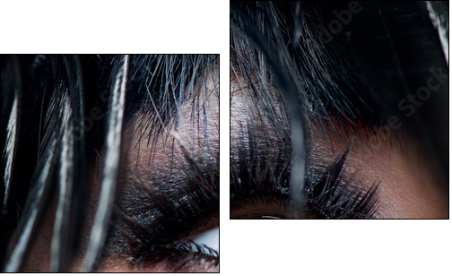 Smokey Eyes Make-up close-up. Black Eyeshadow  - Obraz dwuczęściowy, Dyptyk