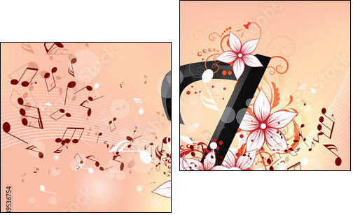 Abstract design background with colourful music notes  - Obraz dwuczęściowy, Dyptyk